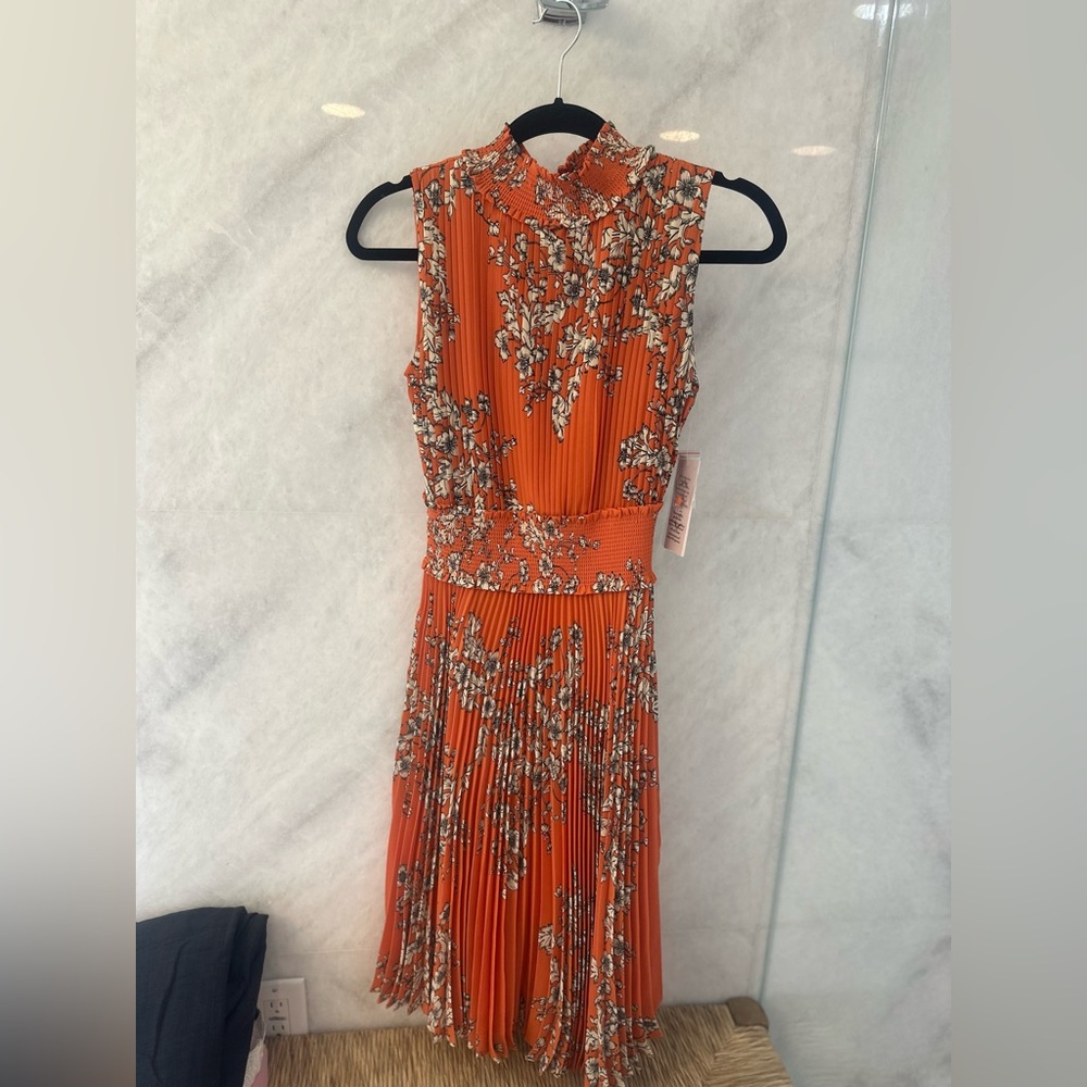 Nanette Lepore Floral Sleeveless Orange Dress